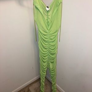 See thru neon green jumpsuit